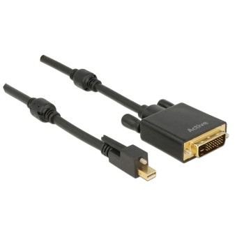 Delock Mini-DP - DVI-D, aktiv, 4K, 1m, noir, Mini-DP avec Schraube Delock Mini-DP - DVI-D, aktiv, 4K, 1m, noir, Mini-DP avec Schraube