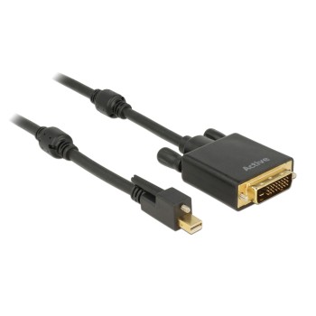 Delock Mini-DP - DVI-D, aktiv, 4K, 2m, noir, Mini-DP avec Schraube Delock Mini-DP - DVI-D, aktiv, 4K, 2m, noir, Mini-DP avec Schraube