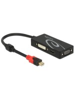 Monitoradapter Mini-DP pour HDMI/DVI-D/VGA, noir, 24cm, nur 1 Monitor Anschluss, 4K