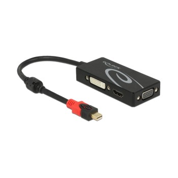Monitoradapter Mini-DP pour HDMI/DVI-D/VGA, noir, 24cm, nur 1 Monitor Anschluss, 4K Monitoradapter Mini-DP pour HDMI/DVI-D/VGA, noir, 24cm, nur 1 Monitor Anschluss, 4K