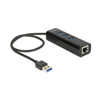 Delock USB 3.0 Hub + 1 LAN 10/100/1000 Mbps, 3x USB 3.0, 1 Gigabit LAN, câblelänge 35 cm Delock USB 3.0 Hub + 1 LAN 10/100/1000 Mbps, 3x USB 3.0, 1 Gigabit LAN, câblelänge 35 cm