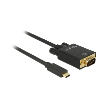 Delock USB-C - VGA cable, 1m, black, Auflösung bis 1920 x 1080 @ 60 Hz Delock USB-C - VGA cable, 1m, black, Auflösung bis 1920 x 1080 @ 60 Hz