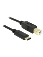 USB2.0-Kabel TypC-B: 2m, schwarz, max. 480Mbps, Typ-C, für Druckeranschluss