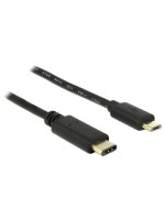 USB2.0-Kabel TypC-MicroB: 2m, schwarz, max. 480Mbps, Typ-C, für MicroB Endgerät