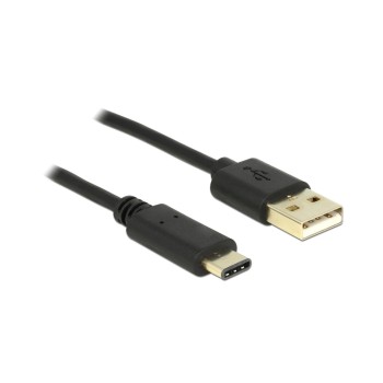 USB2.0-Kabel A-TypC: 2m, schwarz, max. 480Mbps, Typ-C