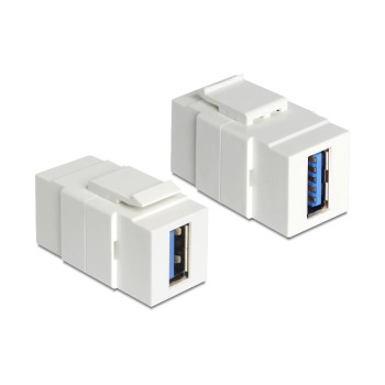 Delock Keystone Jack: USB3.0, A-Buchse-A-Buchse, white Delock Keystone Jack: USB3.0, A-Buchse-A-Buchse, white