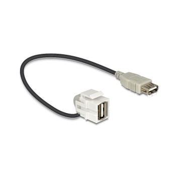 Delock Keystone Jack: USB2.0,110° gewinkelt, A-Buchse-A-Buchse, white, 30cm cable Delock Keystone Jack: USB2.0,110° gewinkelt, A-Buchse-A-Buchse, white, 30cm cable