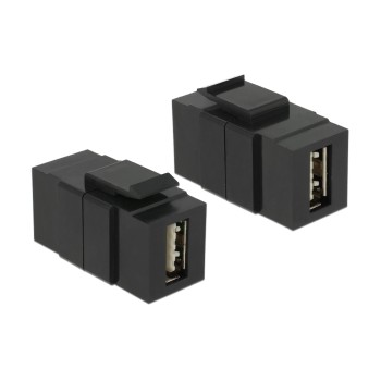 Delock Keystone Jack: USB2.0 Easy, A-Buchse-A-Buchse, schwarz, verdrehsicher