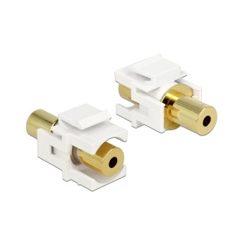 Delock Keystone Jack: 3.5mm Klinke, Buchse-Buchse, white, vergoldet, 4Pin Delock Keystone Jack: 3.5mm Klinke, Buchse-Buchse, white, vergoldet, 4Pin