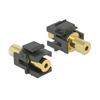 Delock Keystone Jack: 3.5mm Klinke, Buchse-Buchse, black, vergoldet, 4Pin Delock Keystone Jack: 3.5mm Klinke, Buchse-Buchse, black, vergoldet, 4Pin
