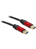 USB3.0 cable, A-Stecker for A-Stecker, 1m, black, reder Metallstecker, Premium