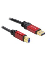 USB3.0 Kabel, A-Stecker zu B-Stecker, 1m, schwarz, roter Metallstecker, Premium