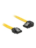 Delock SATA-3 Kabel: 30cm, Metall Clip,gelb, 6 Gbps, gerade - links gewinkelt