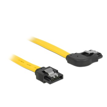 Delock SATA-3 cable: 50cm, Metall Clip,yellow, 6 Gbps, gerade - rechts gewinkelt Delock SATA-3 cable: 50cm, Metall Clip,yellow, 6 Gbps, gerade - rechts gewinkelt