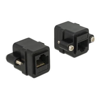 Delock RJ-45 Adapter zum Einbau, Cat.6, UTP, black, Buchse-Buchse Delock RJ-45 Adapter zum Einbau, Cat.6, UTP, black, Buchse-Buchse