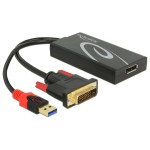 Delock DisplayPort Adapter, 4K bis 30hz, DVI for Displayport 1.2 Adapter, USB Strom