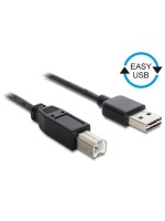 USB2.0-cable Easy A-B: 0.5m, black, A Stecker beidseitig einsteckbar