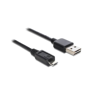 USB2.0-Kabel Easy A-MicroB: 0.5m, schwarz, A Stecker beidseitig einsteckbar