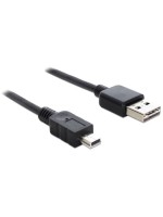 USB2.0-cable Easy A-MiniB: 0.5m, black, A Stecker beidseitig einsteckbar