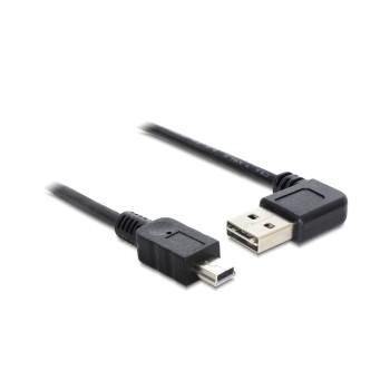USB2.0-Kabel Easy A-MiniB: 0.5m, schwarz, A Stecker nach links oder rechts gewinkelt