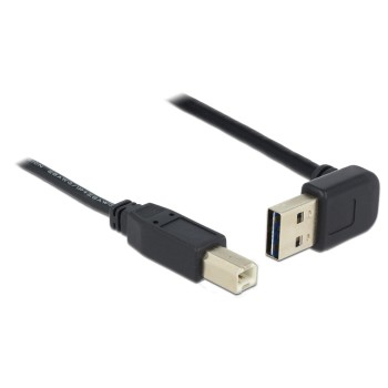 USB2.0-Kabel Easy A-B: 0.5m, schwarz, A Stecker nach oben oder unten gewinkelt