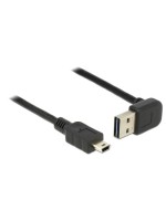 USB2.0-cable Easy A-MiniB: 0.5m, black, A Stecker nach oben oder unten gewinkelt