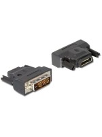 Adapter DVI-D Stecker auf HDMI Buchse, Duallink 24+1, black, vergoldet, with LED