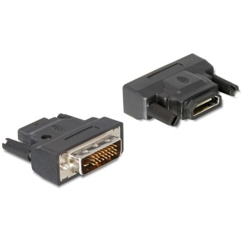 Adapter DVI-D Stecker auf HDMI Buchse, Duallink 24+1, schwarz, vergoldet, mit LED Adapter DVI-D Stecker auf HDMI Buchse, Duallink 24+1, schwarz, vergoldet, mit LED