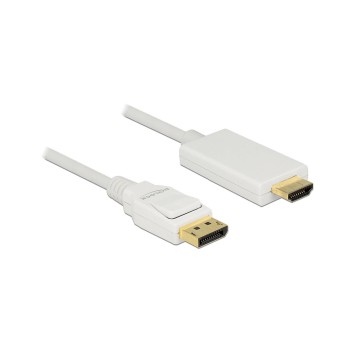 Delock DisplayPort - HDMI cable, 1m, Weiss, Auflösung 3840x2160@30 Hz, passiv Delock DisplayPort - HDMI cable, 1m, Weiss, Auflösung 3840x2160@30 Hz, passiv