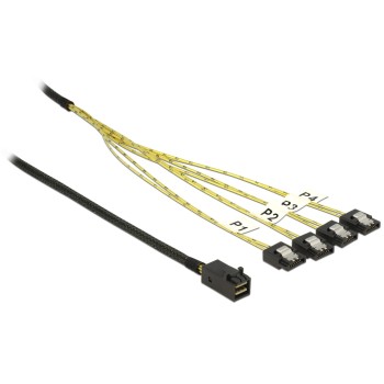 Delock SAS cable: SFF-8643- 4xSATA , 0.5m, for 4 SATA HDD/SSD an SFF-8643 Controller Delock SAS cable: SFF-8643- 4xSATA , 0.5m, for 4 SATA HDD/SSD an SFF-8643 Controller