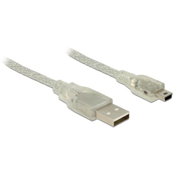 Delock USB2.0-cable A-MiniB: 0.5m, transparent Delock USB2.0-cable A-MiniB: 0.5m, transparent
