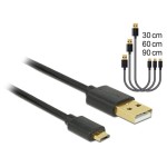 Delock Câble USB 2.0 Ensemble de 3 USB A - Micro-USB B 0.30m/0.60m/0.90m