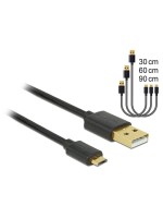 USB2.0-Kabel A-MicroB 3-Set, 30,60,90cm, max. 480Mbps, Typ-C, schwarz