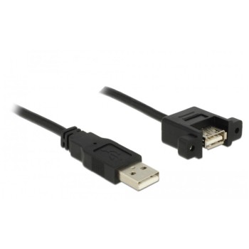 USB2.0-Kabel A-A: 25cm,zum einseitig Einbau, Stecker-Buchse, mit Schrauben