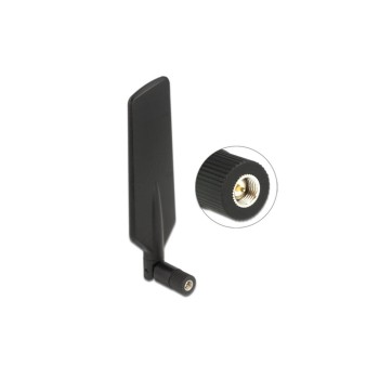 LTE/HSPA/GSM Antenne, SMA-Stecker, black, 1-4dBi Gewinn, with Kippgelenk, drehbar LTE/HSPA/GSM Antenne, SMA-Stecker, black, 1-4dBi Gewinn, with Kippgelenk, drehbar