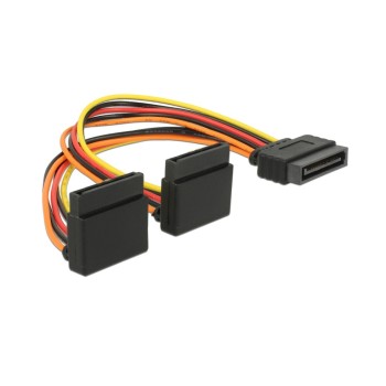 SATA for 2x SATA Stromadapter, 90° gewinkelt, 15cm, 3,3, 5 and 12 Volt, Metallclips SATA for 2x SATA Stromadapter, 90° gewinkelt, 15cm, 3,3, 5 and 12 Volt, Metallclips