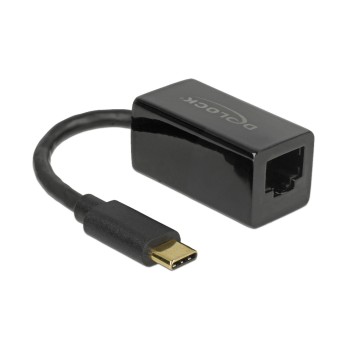 Delock USB3.1 Typ-C for LAN Adapter, 10/100/1000Mbps Gigabit, black, Kompakt
