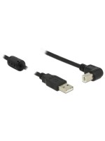 USB2.0-cable A-B: 50cm, black, USB-B Seite 90°gewinkelt