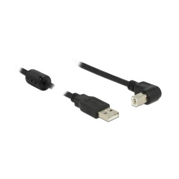 USB2.0-Kabel A-B: 1.5m, schwarz, USB-B Seite 90°gewinkelt