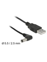USB2.0-Stromcable A-5VOLT, 1.5m, black, Hohlstecker 5.5mm/2.5mm gewinkelt