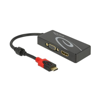 Monitor Splitter USB Typ-C  for DP/HDMI/VGA, black, bis 2 Monitore, kann nur spiegeln Monitor Splitter USB Typ-C  for DP/HDMI/VGA, black, bis 2 Monitore, kann nur spiegeln