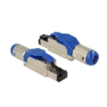 Delock Feldkonfektionierbarer RJ45 Stecker, KAT8, geschirmt, toolless, Metall Delock Feldkonfektionierbarer RJ45 Stecker, KAT8, geschirmt, toolless, Metall
