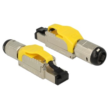 Delock Feldkonfektionierbarer RJ45 Stecker, KAT6A, geschirmt, toolless, Metall Delock Feldkonfektionierbarer RJ45 Stecker, KAT6A, geschirmt, toolless, Metall