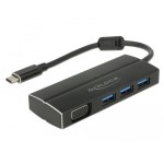 Delock Station d'accueil USB 3.1 Typ-C Gen1 - 3x Typ-A + 1x VGA