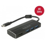 Delock Station d'accueil USB 3.1 Typ-C Gen1 - 3x Typ-A + 1x HDMI 4K