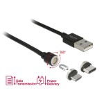 Delock Câble USB magnétique 2in1 USB A - Micro-USB B/USB C 1.1 m