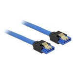 Delock Câble SATA3 50cm bleu, clip métallique