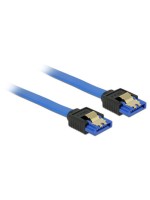 Delock Câble SATA3 50cm bleu, clip métallique