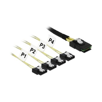 Delock HD-Mini SAS cable, SFF-8087 for 4x SATA 7 Pin, 1m Delock HD-Mini SAS cable, SFF-8087 for 4x SATA 7 Pin, 1m