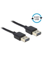 USB2.0 Easy Kabel, A-Stecker zu A-Stecker, 2m, Stecker beidseitig einsteckbar, schwarz